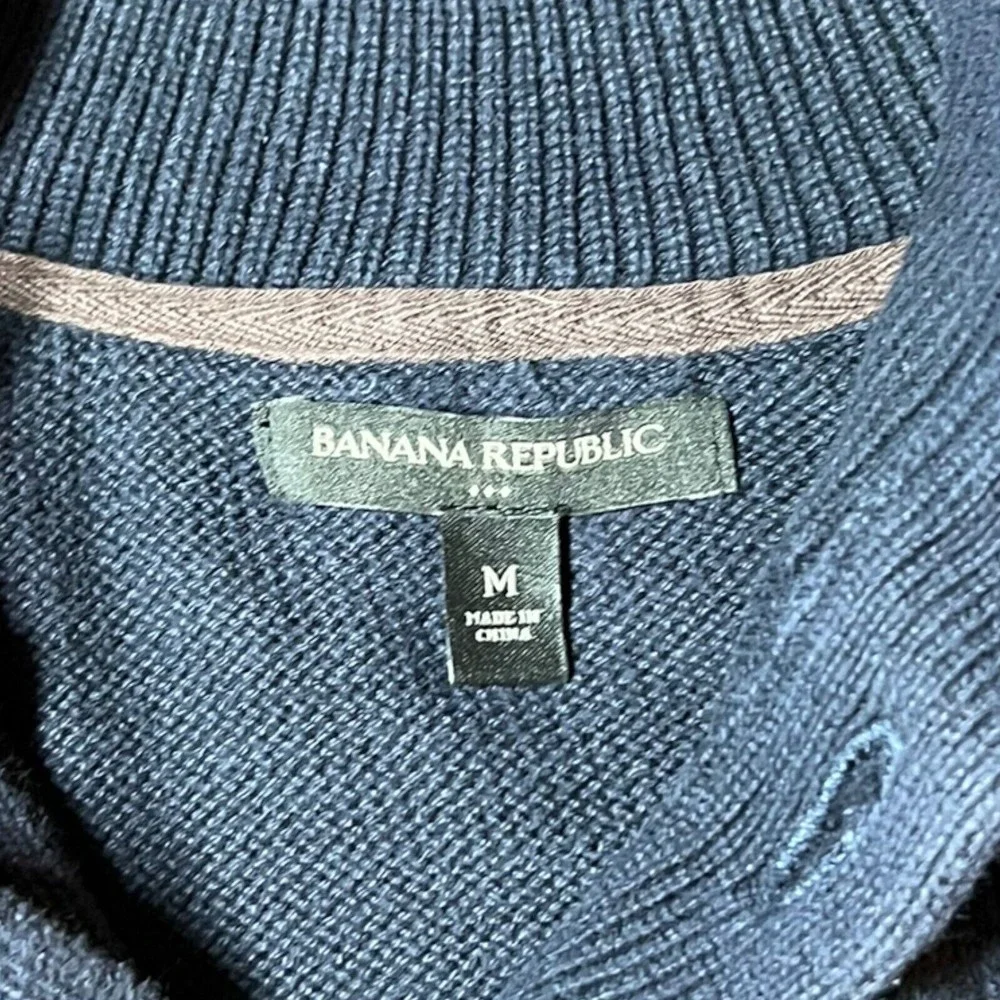 Banana Republic Quarter Button Henley Sweater Dark Blue Long Sleeve Men’s Size M